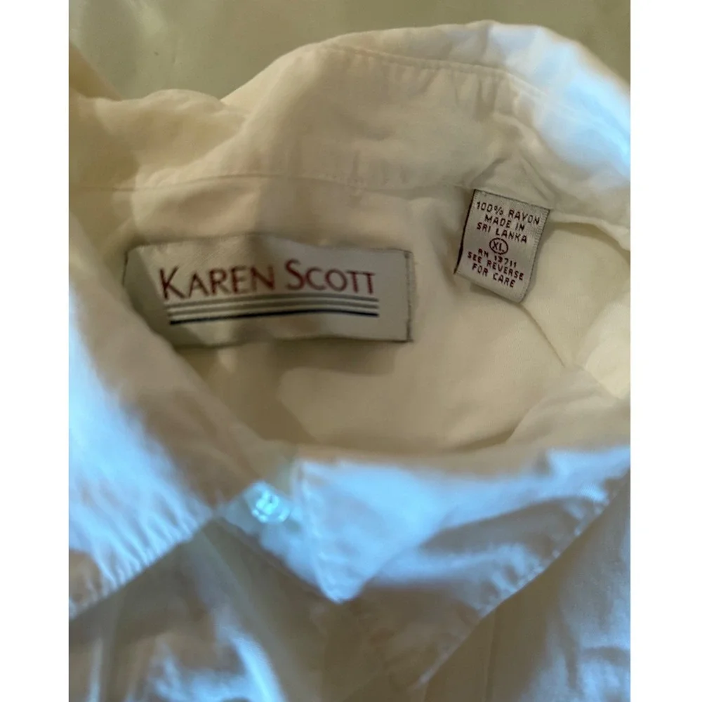 Karen Scott White Short Sleeve Button Up Shirt Women's Size XL - Picture 4 of 4